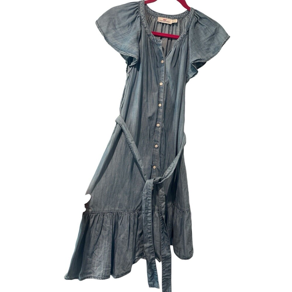 Vineyard Vines Chambray Tie Waist Dress Size XS